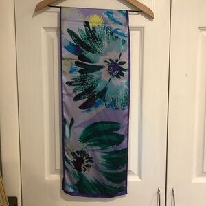 Vintage 100% Silk Jones New York Scarf with Watercolor Flowers